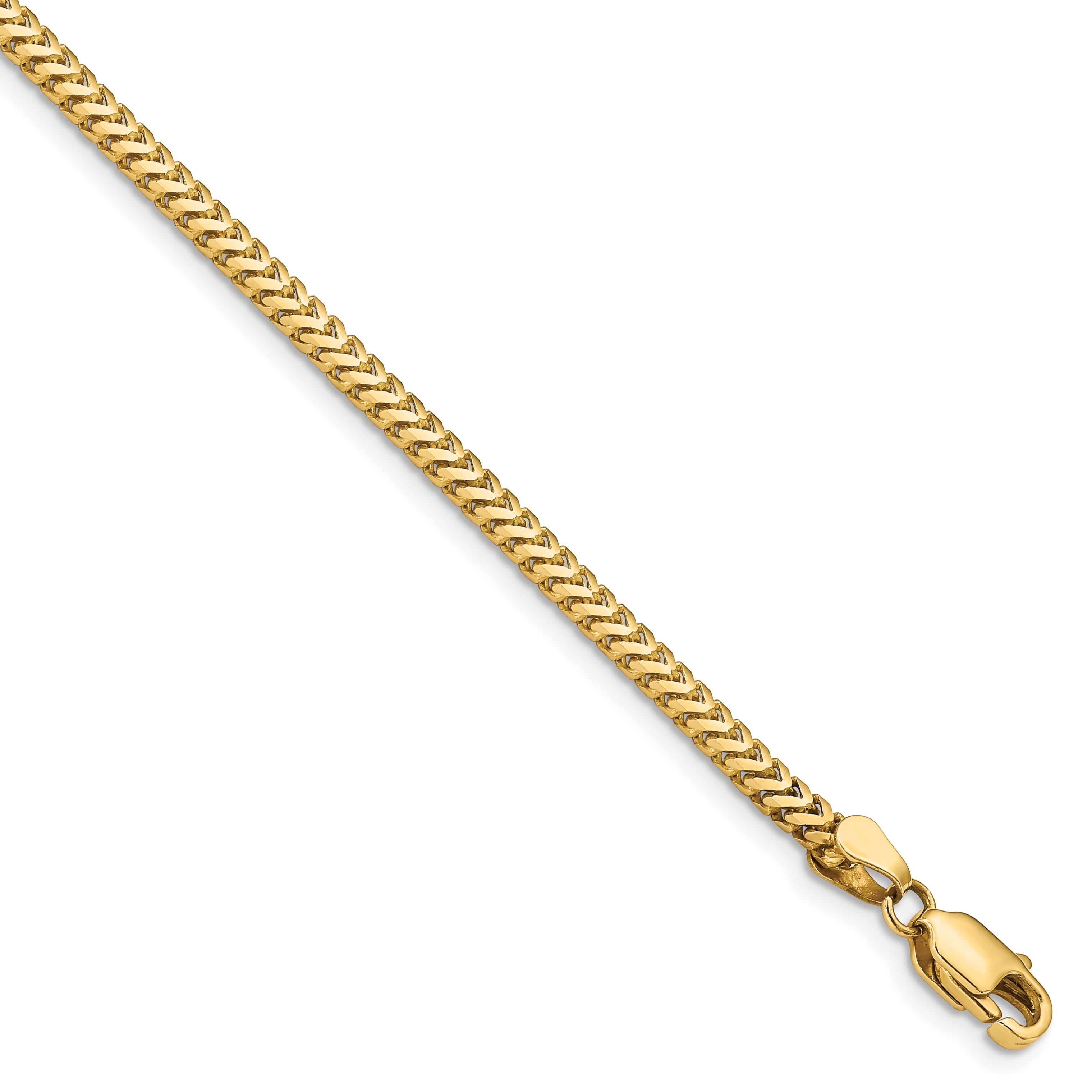 14K 7 Inch 2.3Mm Franco With Lobster Clasp Bracelet