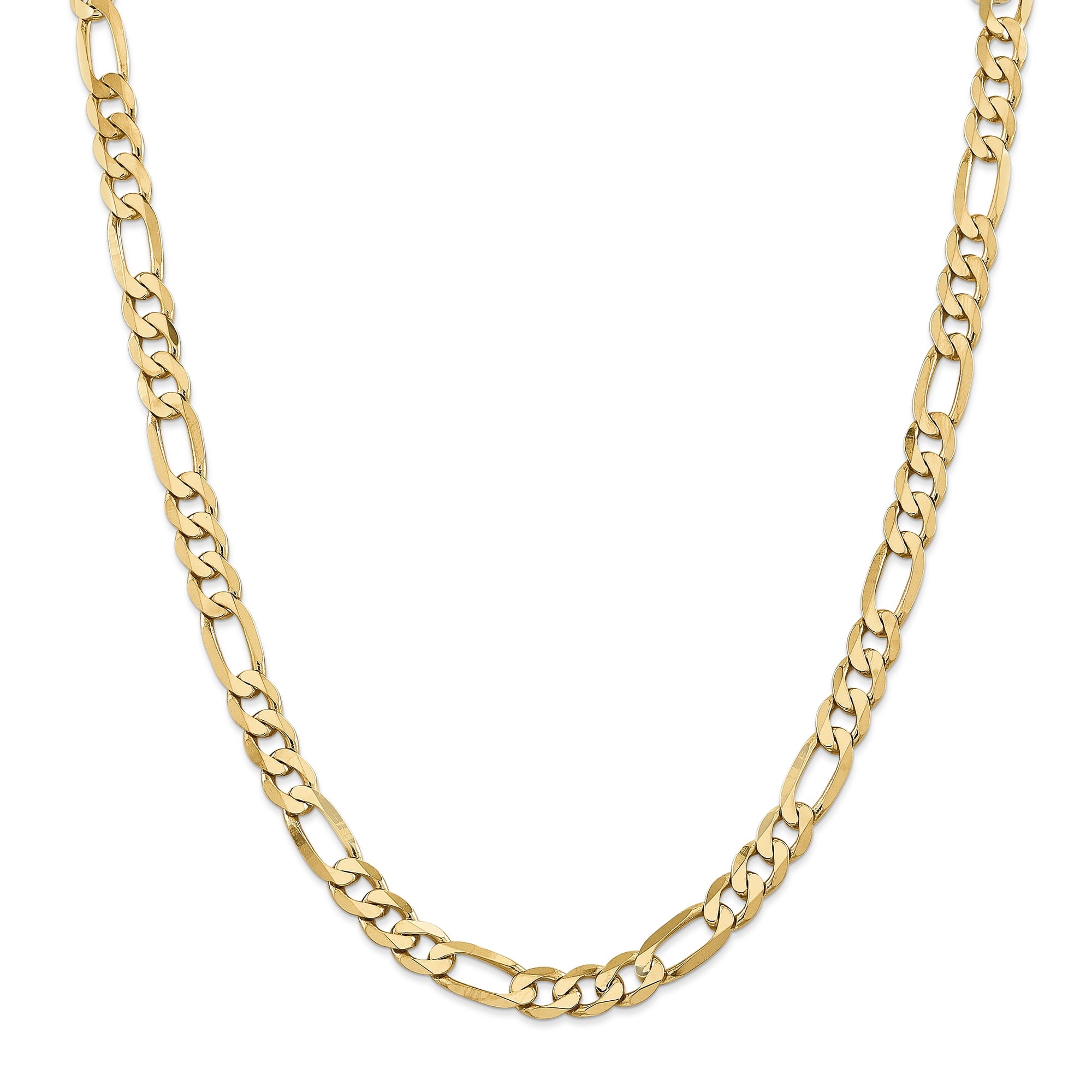 14K 26 Inch 7.5Mm Flat Figaro With Lobster Clasp Chain