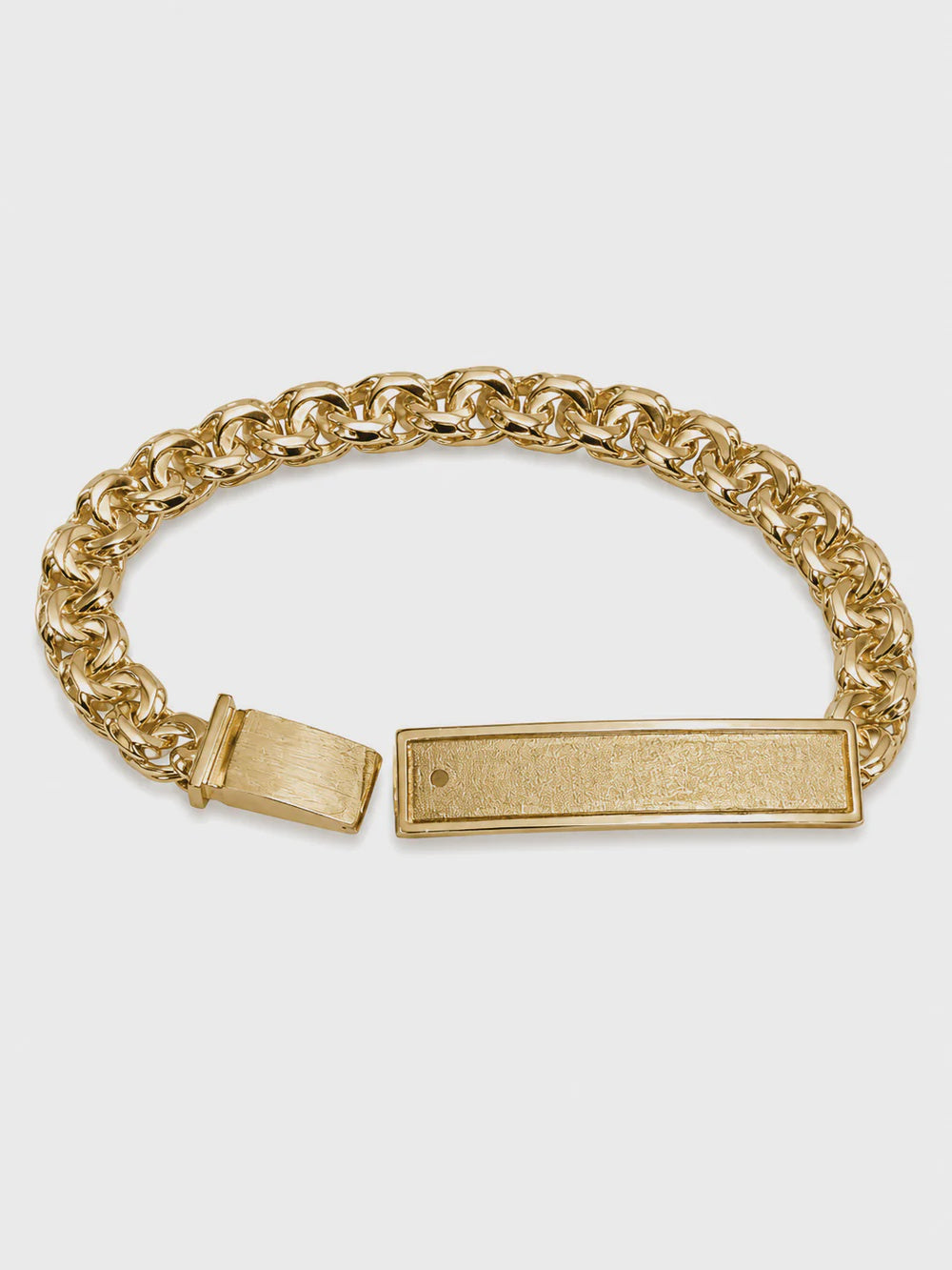 14KT Solid Yellow Gold 7.5 MM Chino Link Brush Polish ID Bracelet