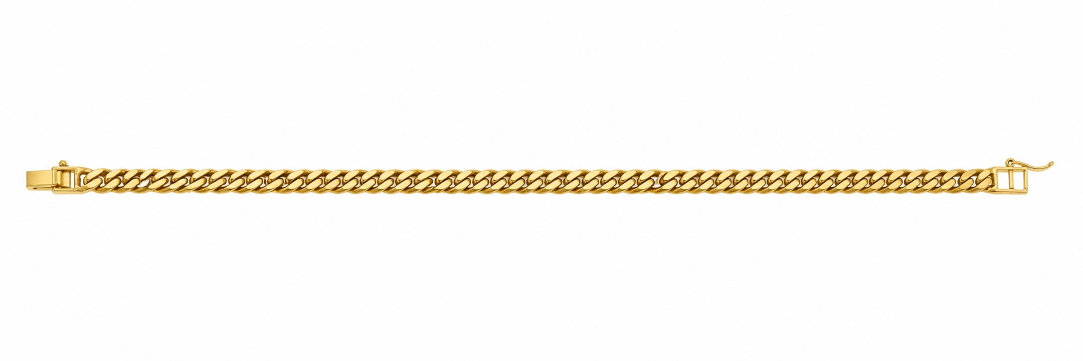 22KT Yellow Gold Box Lock 5.5 MM Cuban Link Bracelet