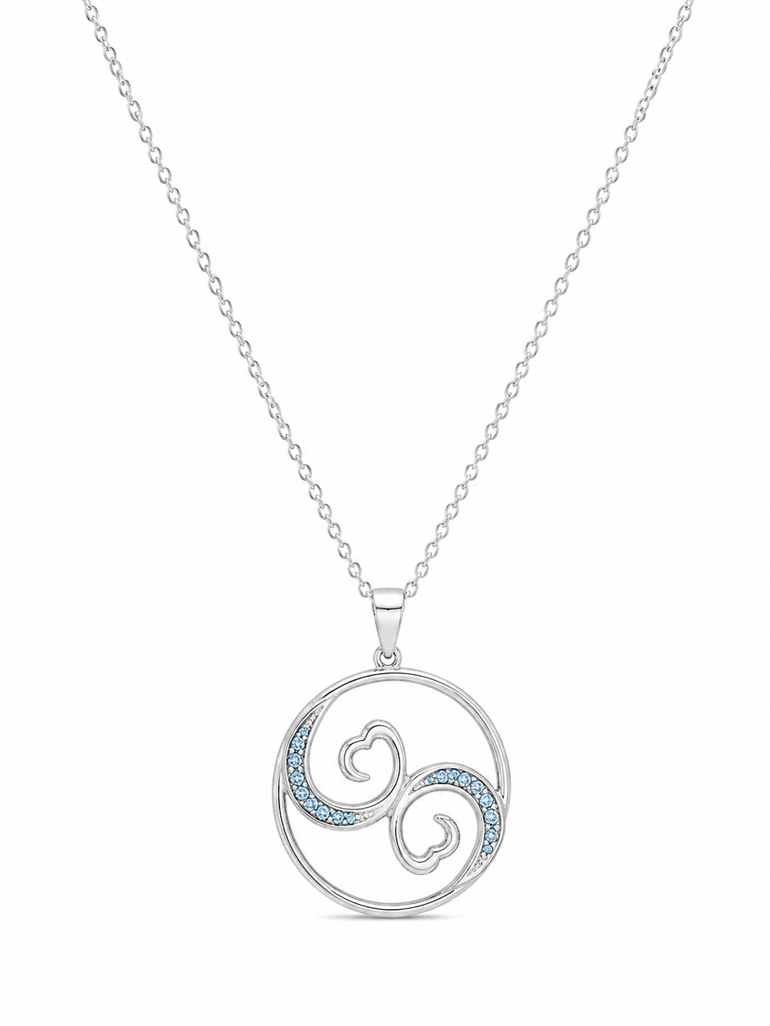 925 Sterling Silver Cubic Zirconium Lobster Lock Round Pendant Necklace