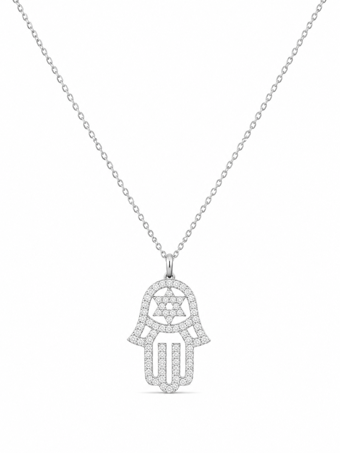 925 Sterling Silver Cubic Zirconium Lobster Lock Hand Necklace