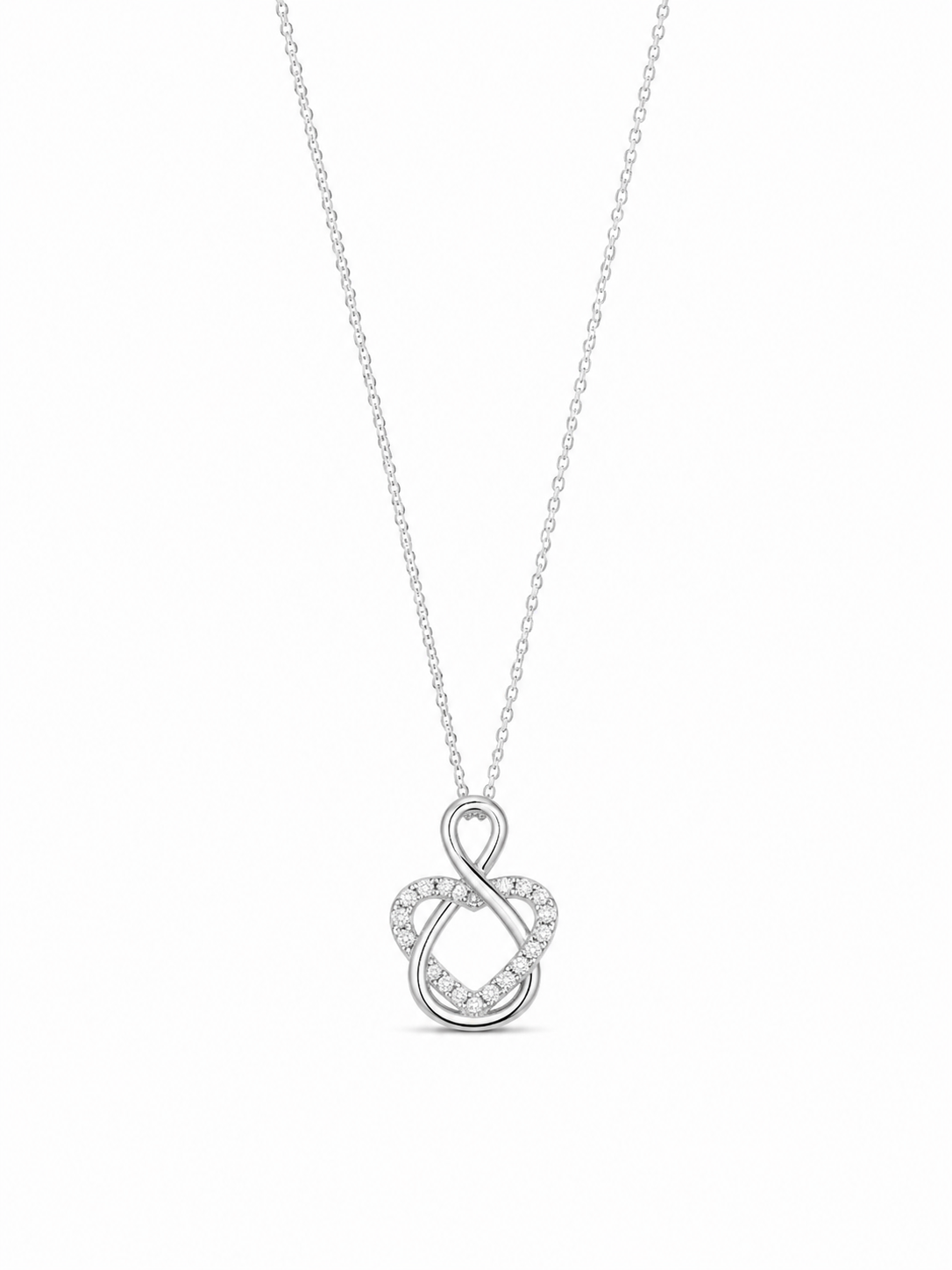 925 Sterling Silver Cubic Zirconium Heart Necklace