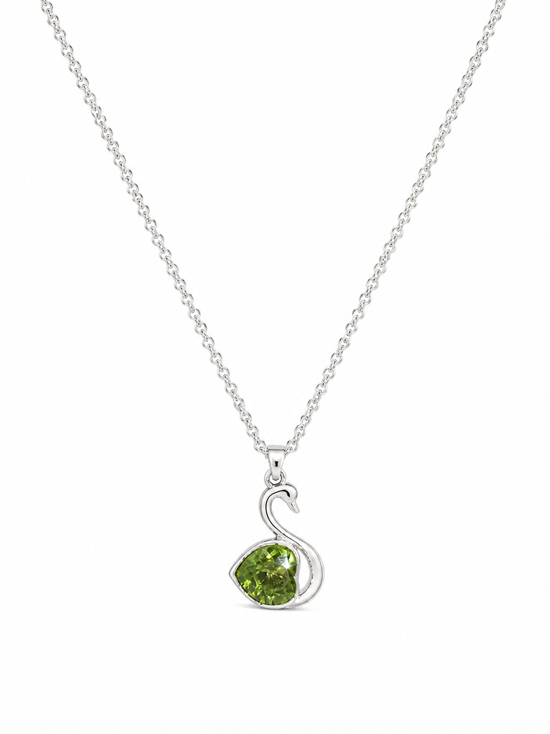 925 Sterling Silver Lobster Lock Heart Duck Stone Necklace