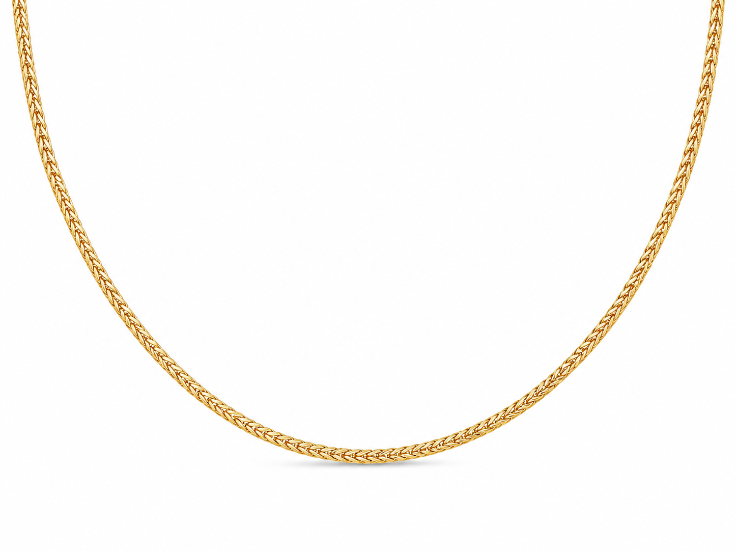 10KT Solid Yellow Gold 1.5 MM Wheat Link Chain