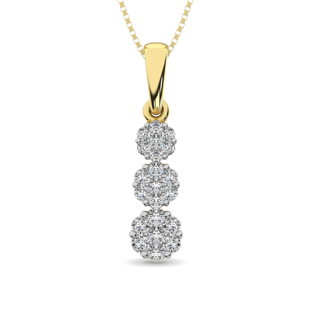 14K Yellow Gold 1/4 Ct.Tw. Diamond Flower Pendant