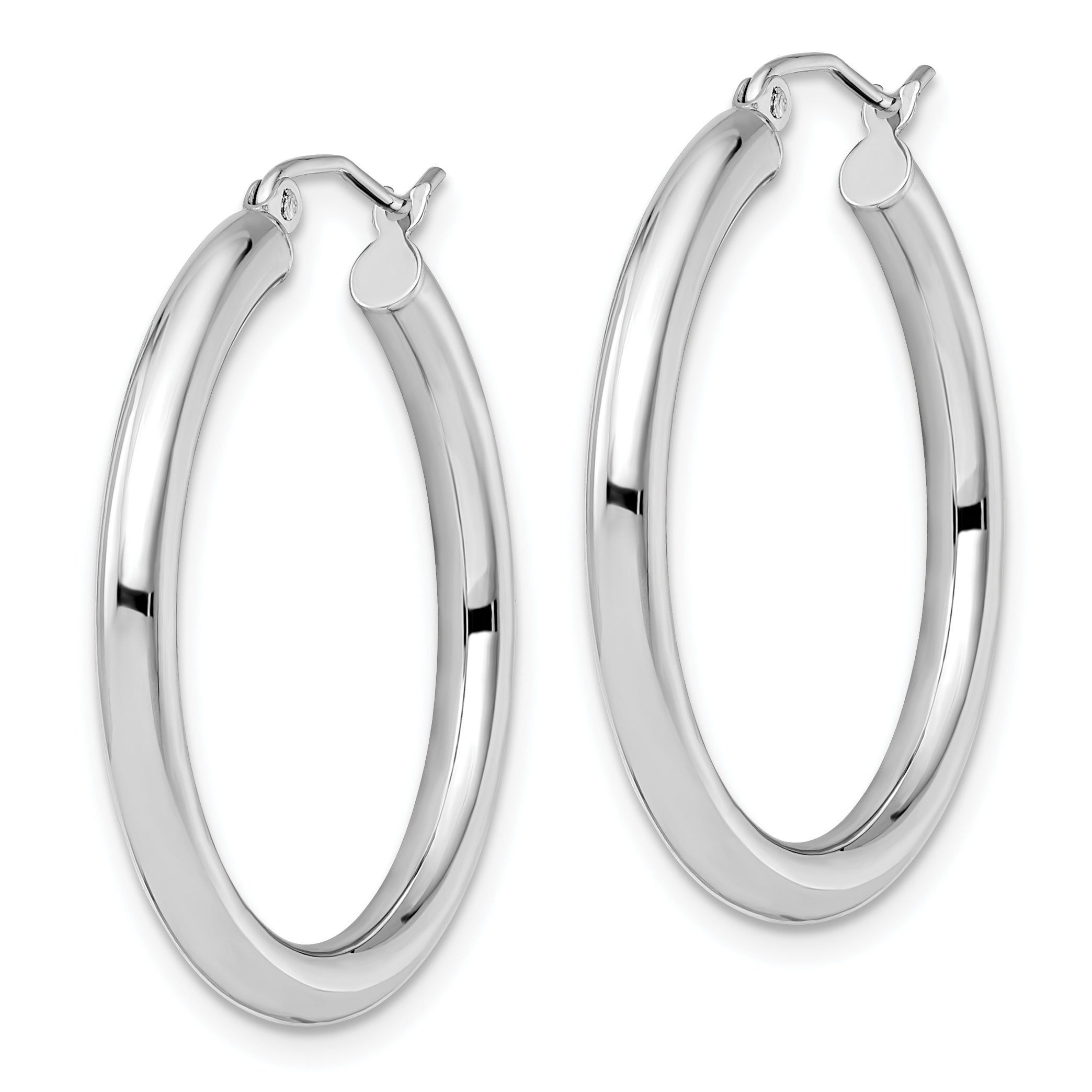 14K White Gold Polished Hoop Earrings