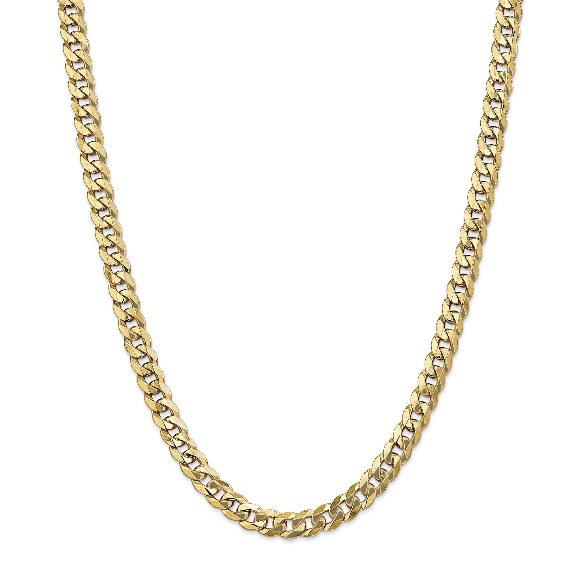 14K 26 Inch 8Mm Flat Beveled Curb With Lobster Clasp Chain