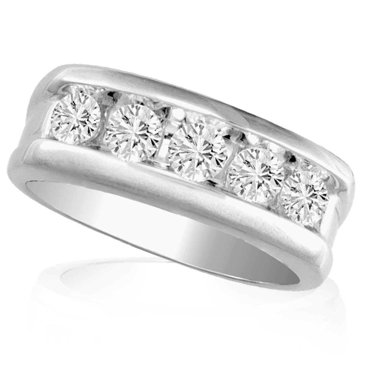 14K White Gold Magnifcnet 1.00Ct Diamond Men'S Band