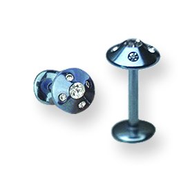 316L Srg Gr Sstl 16G 5/16In.4Mm 5-Clr Czs Blue Cone Labret