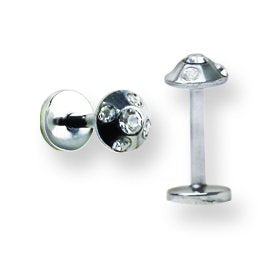 316L Srg Gr Sstl 14G 5/16In.W/5Mm 5-Clear Czs Cone Labret