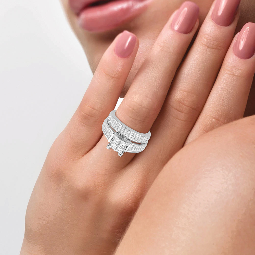 14K White Gold Elegant 2.00Ct Diamond Bridal Ring