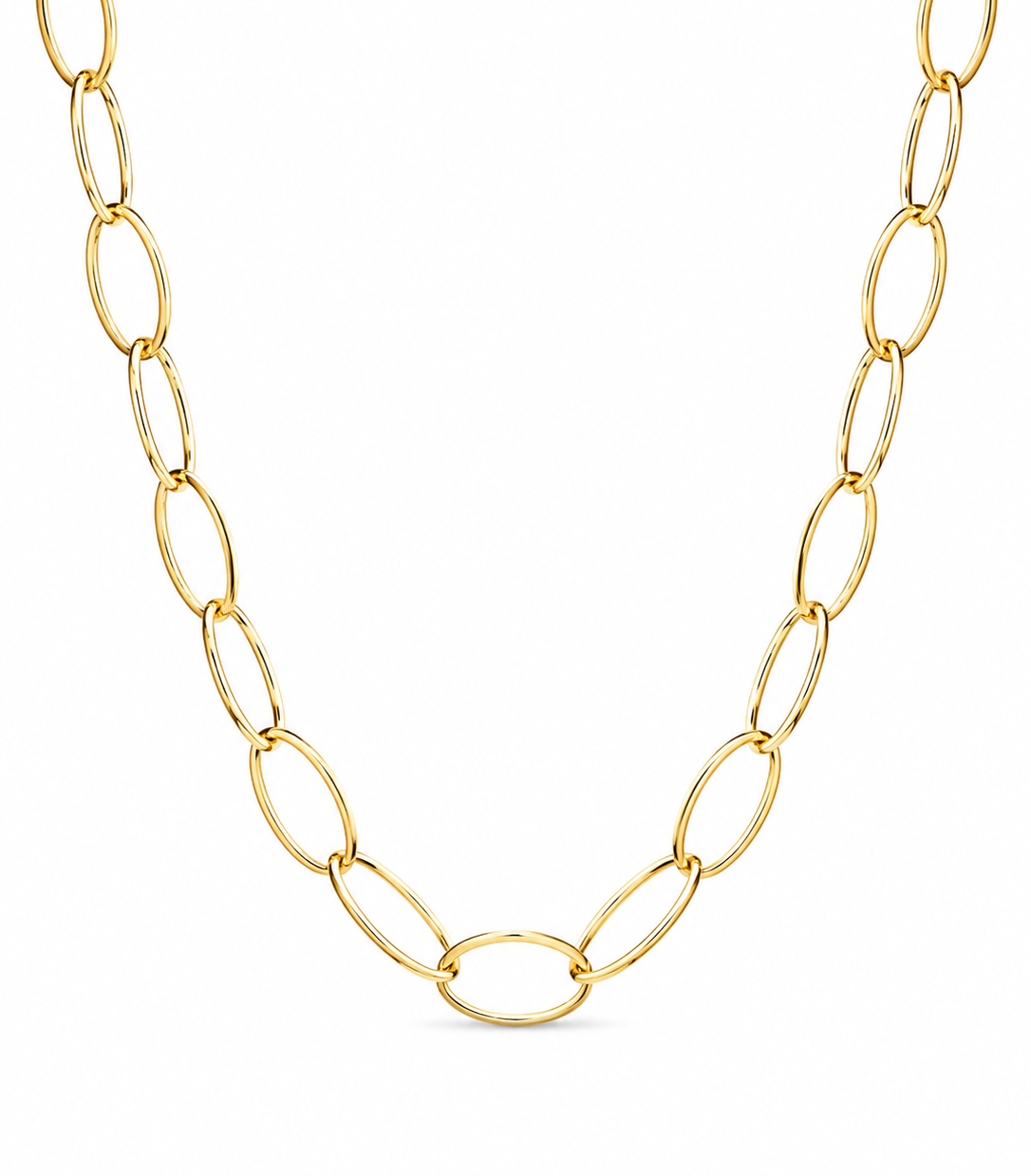 14KT Hollow Yellow Gold Cubic Zirconium Link Chain Charm Holder