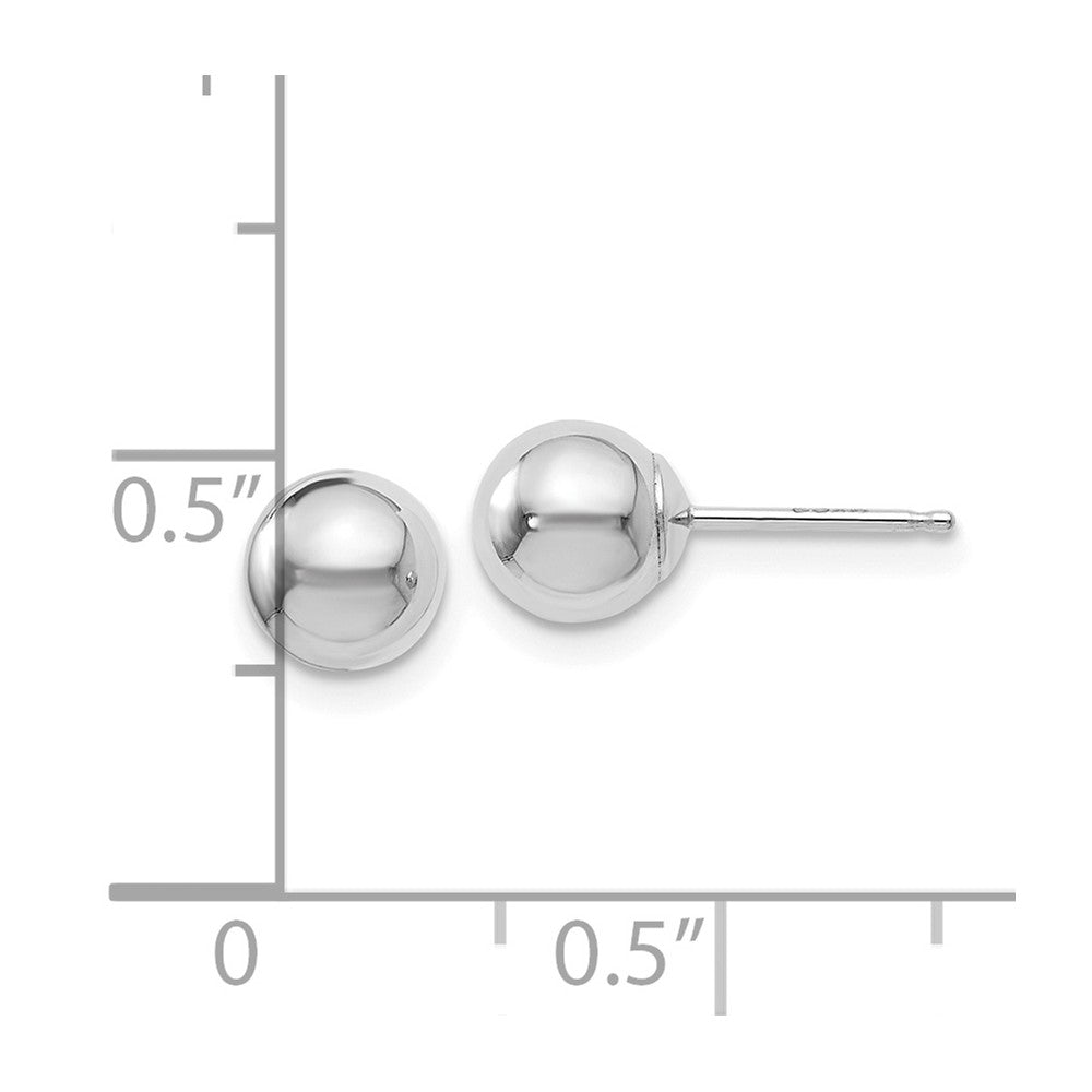 14K White Gold Polished 6mm Ball Post Earrings