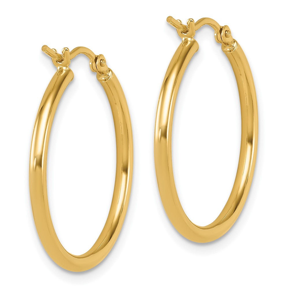 14K 2x25mm Polished Hoop Earrings