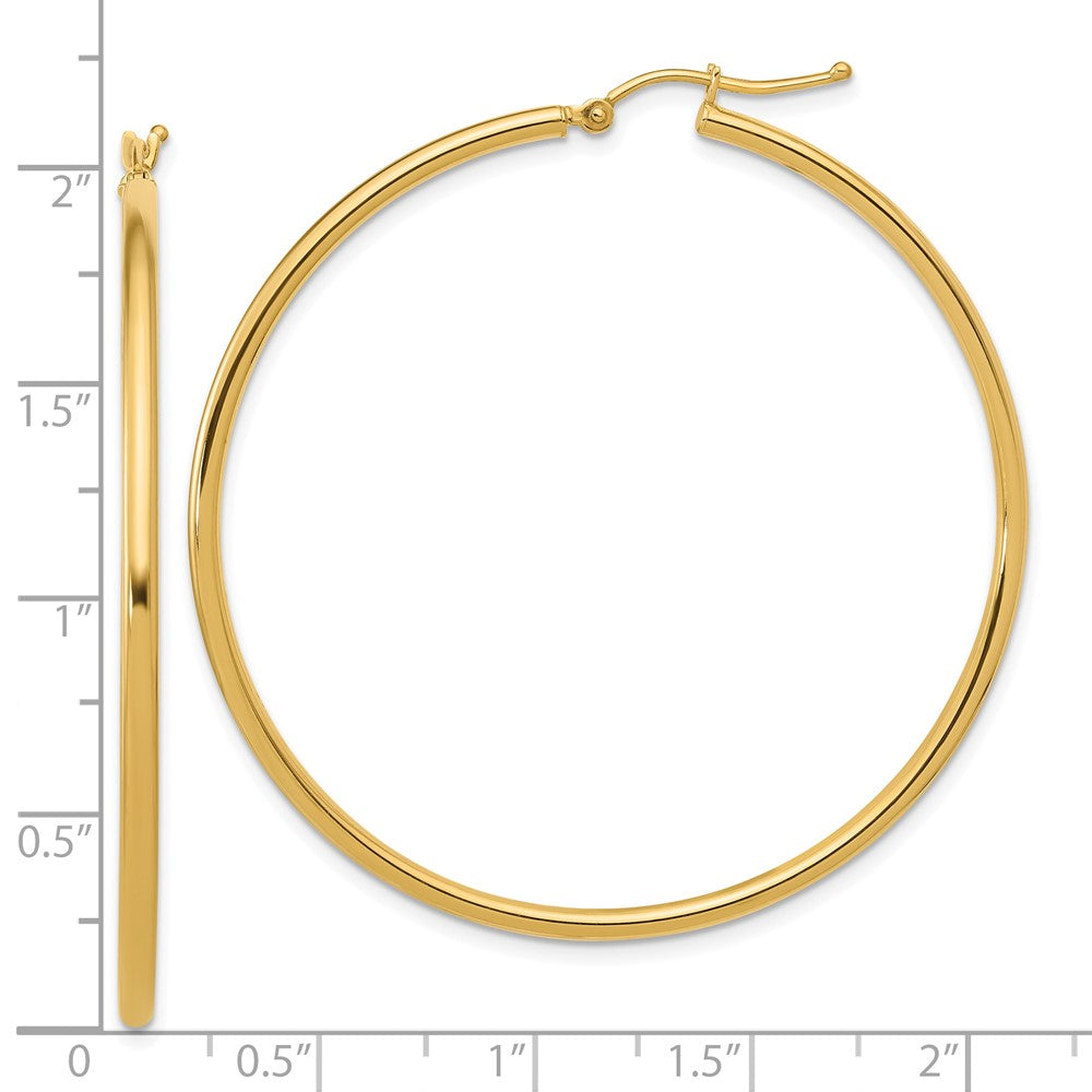 14K Polished 2Mm Hoop Earrings