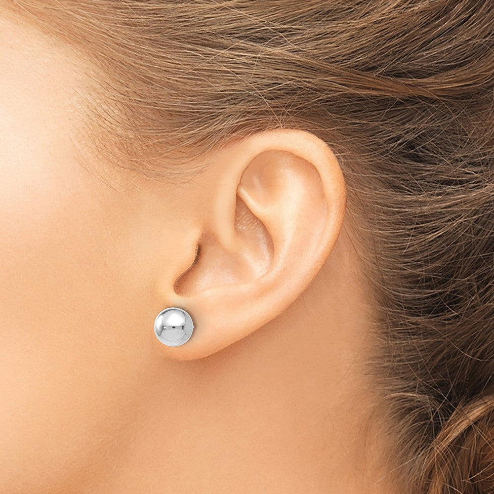 14K White Gold Polished 8Mm Ball Post Earrings