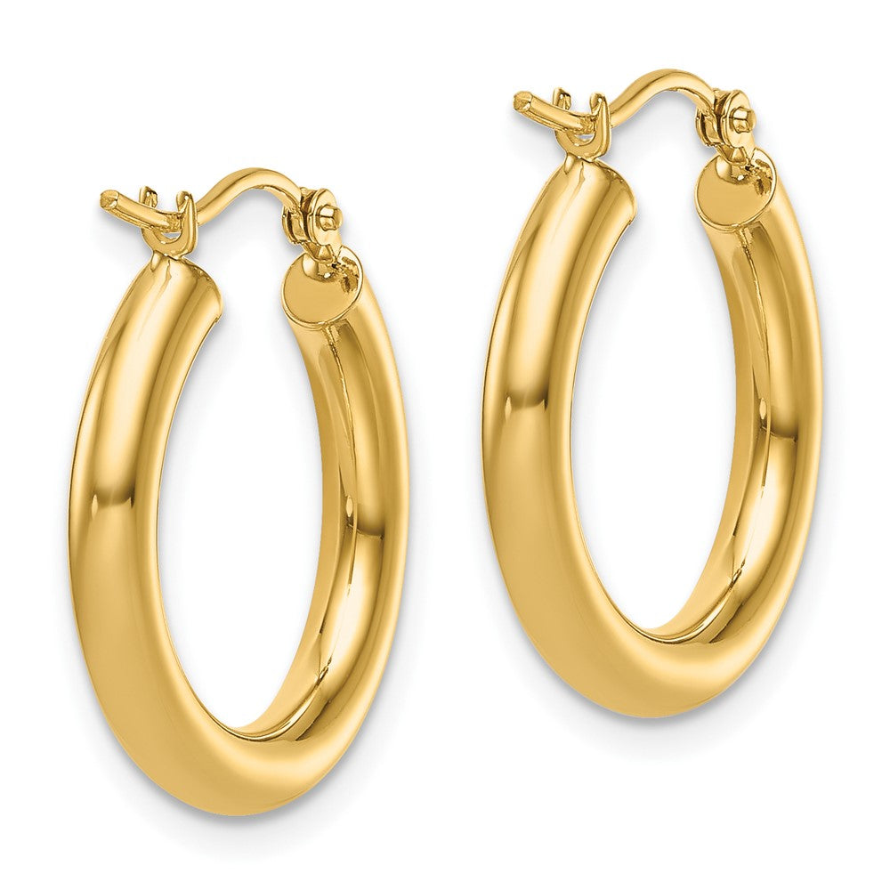 14K Polished 3Mm Hoop Earrings