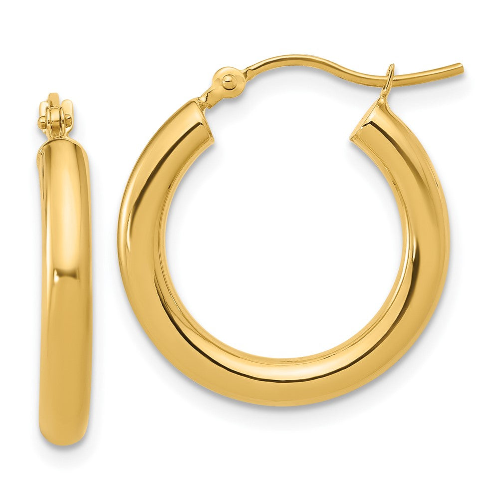 14K Polished 3Mm Hoop Earrings