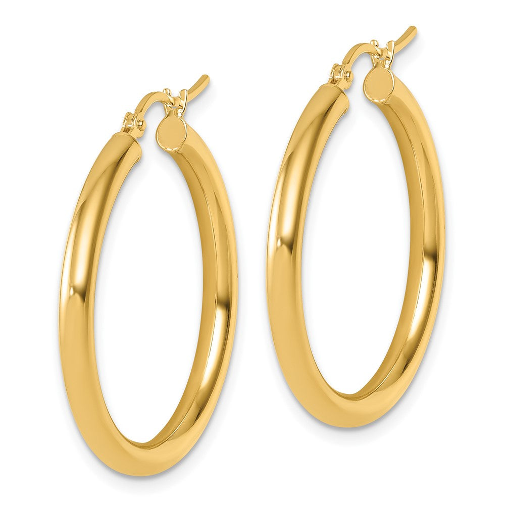 14K Polished 3Mm Hoop Earrings