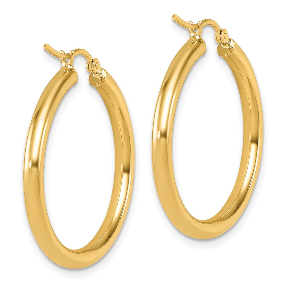 14K Polished 3Mm Hoop Earrings