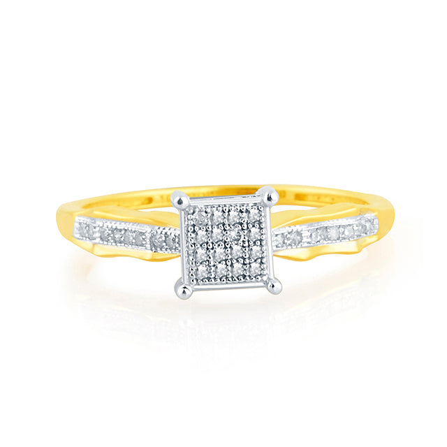 10K Yellow Yellow Gold Ladies Ring With 0.10 Ct Round Micro Pave Diamonds