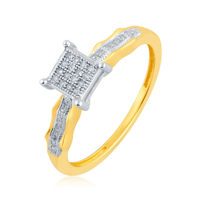 10K Yellow Yellow Gold Ladies Ring With 0.10 Ct Round Micro Pave Diamonds