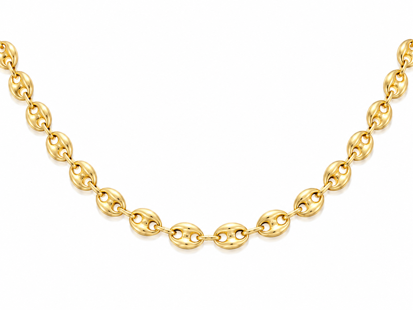 14KT Hollow Yellow Gold 9.5 MM Puff Gucci Link Chain