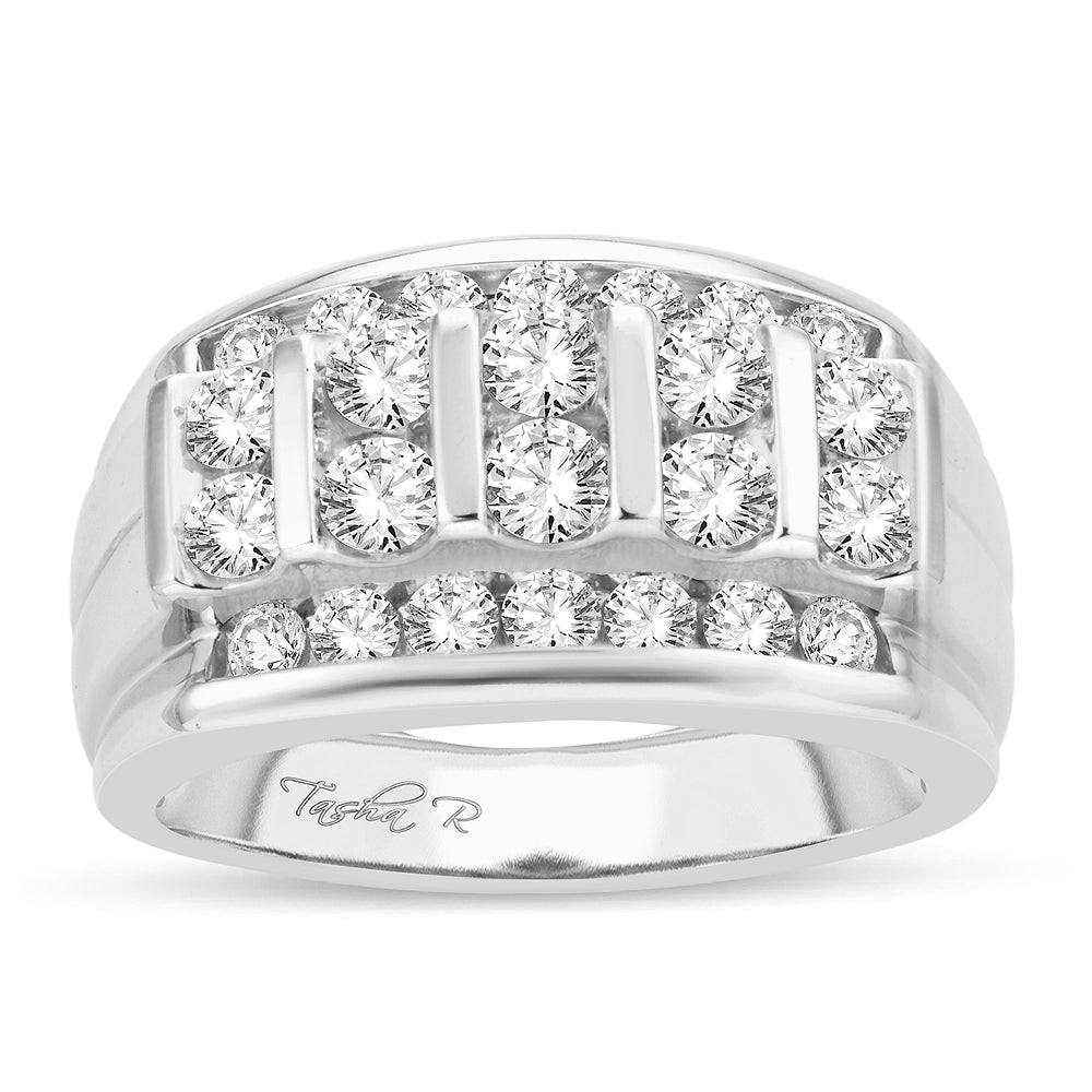 14K White Gold Elegant 2.00Ct Diamond Mens Band