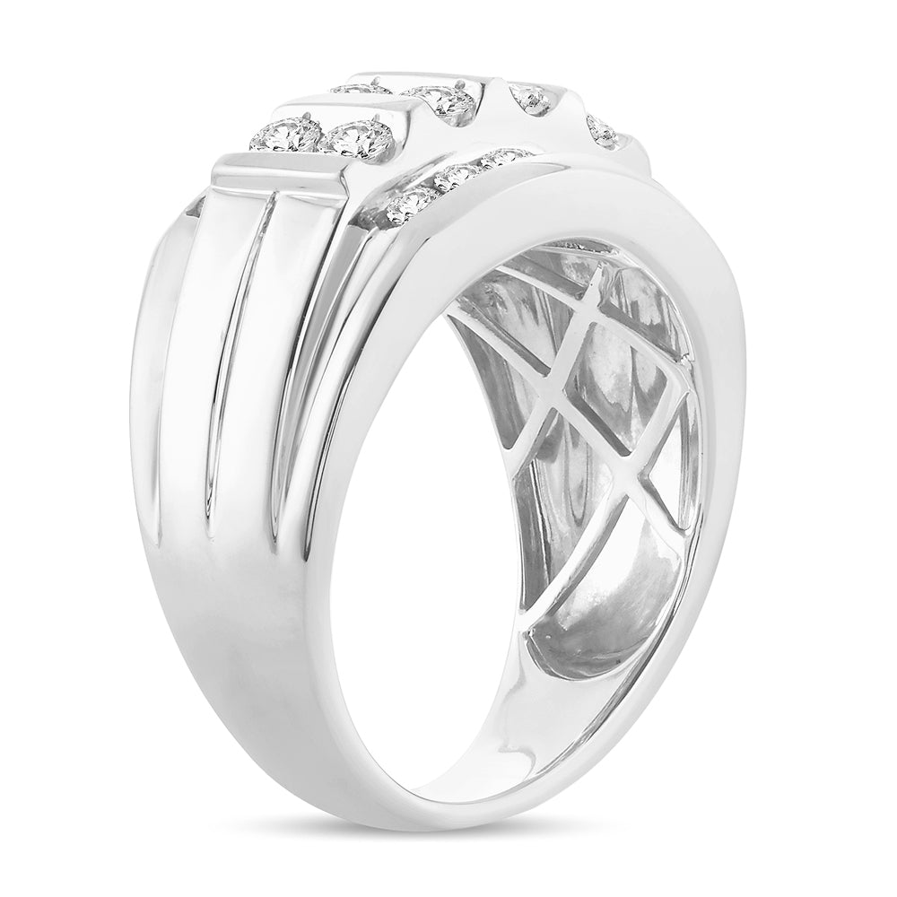 14K White Gold Elegant 2.00Ct Diamond Mens Band