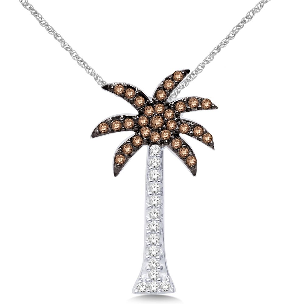 14K White Gold 1/5 Ct.Tw. Diamond Palm Tree Pendant
