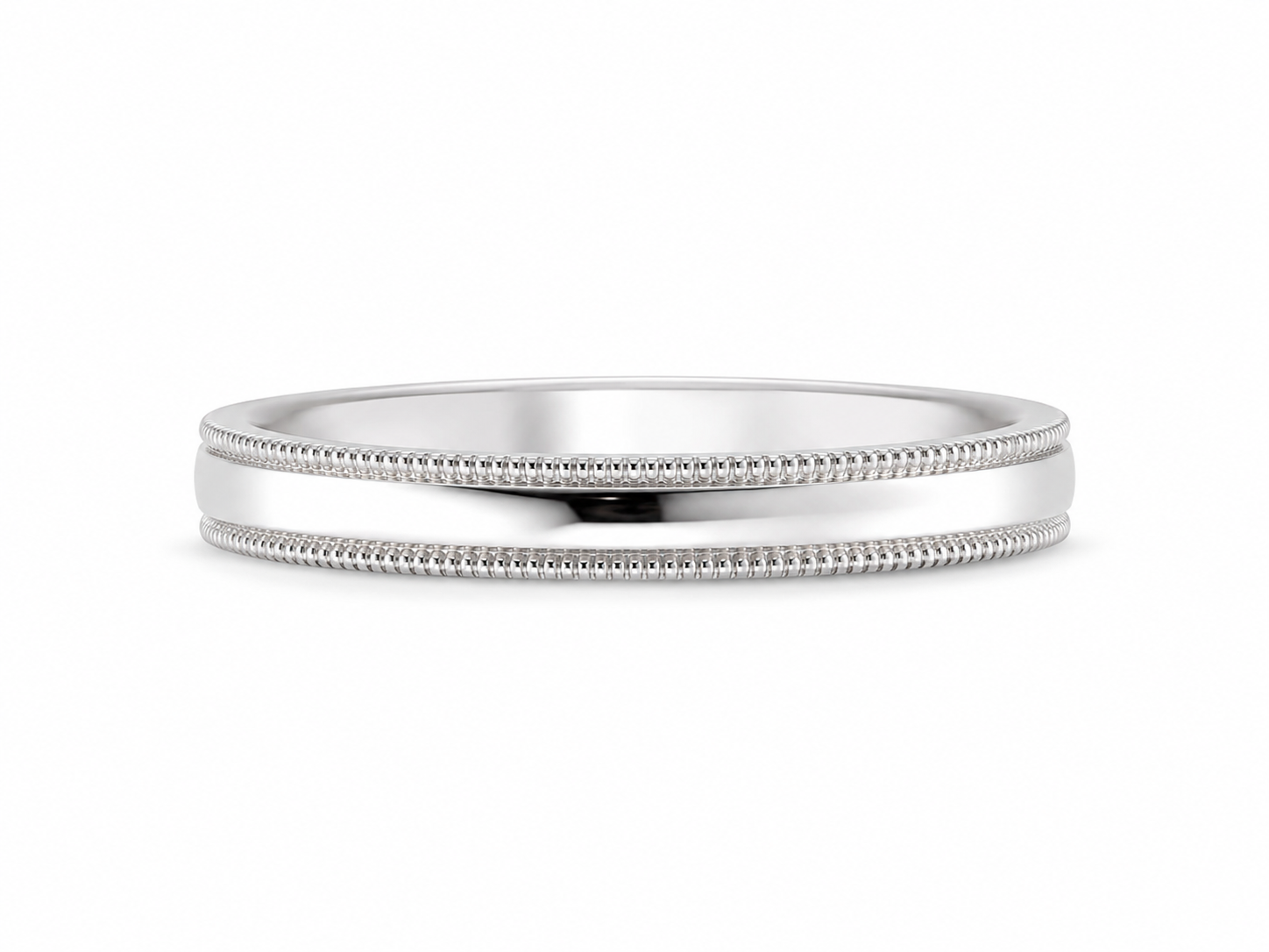 10KT White Gold 3 MM Milgrain Wedding Band