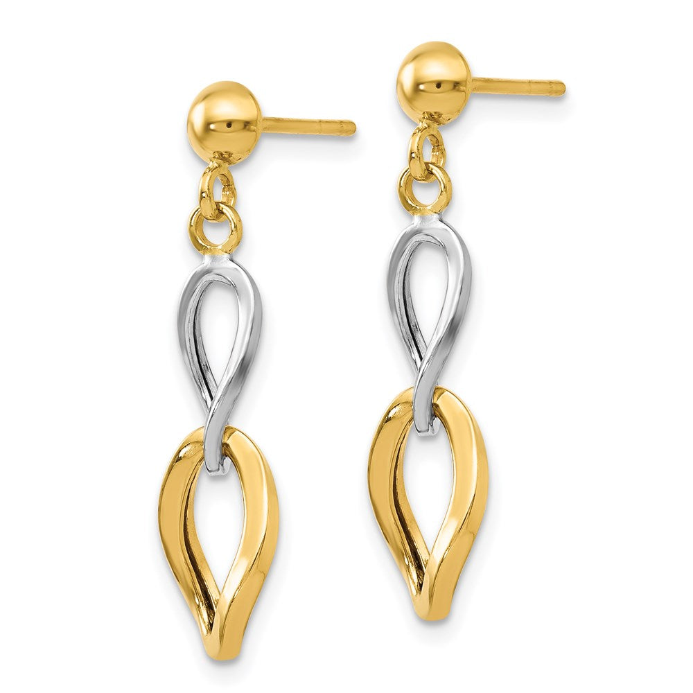 14K Two-tone Polished Post Dangle Earrings