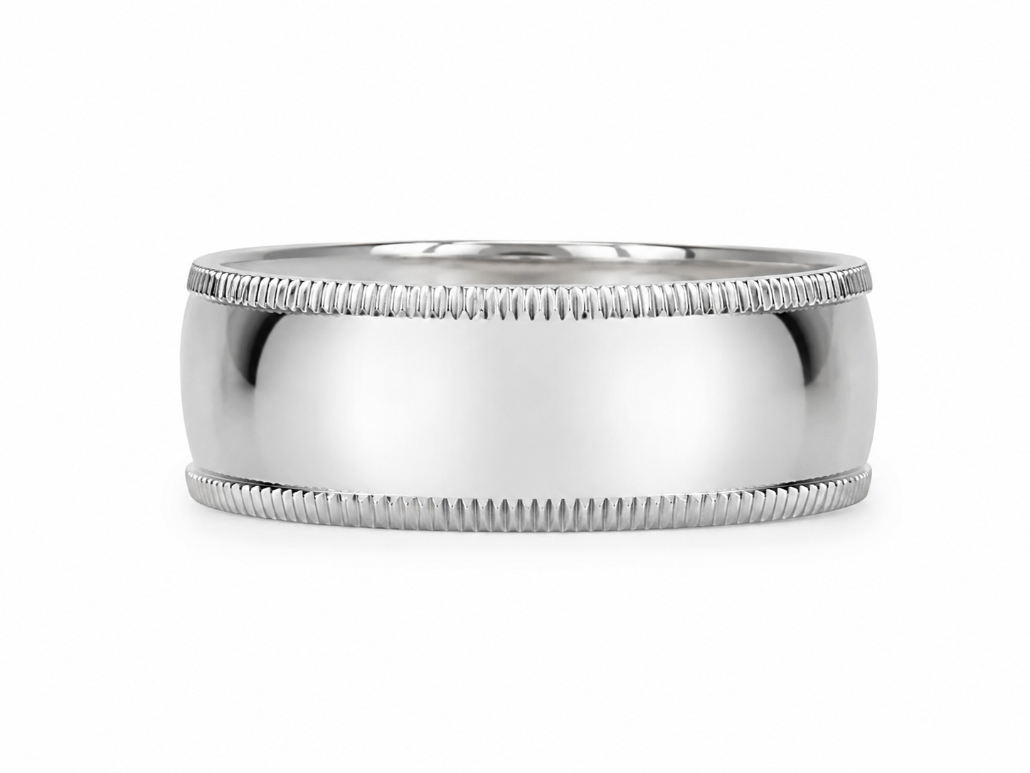 14KT White Gold 8 MM Milgrain Wedding Band