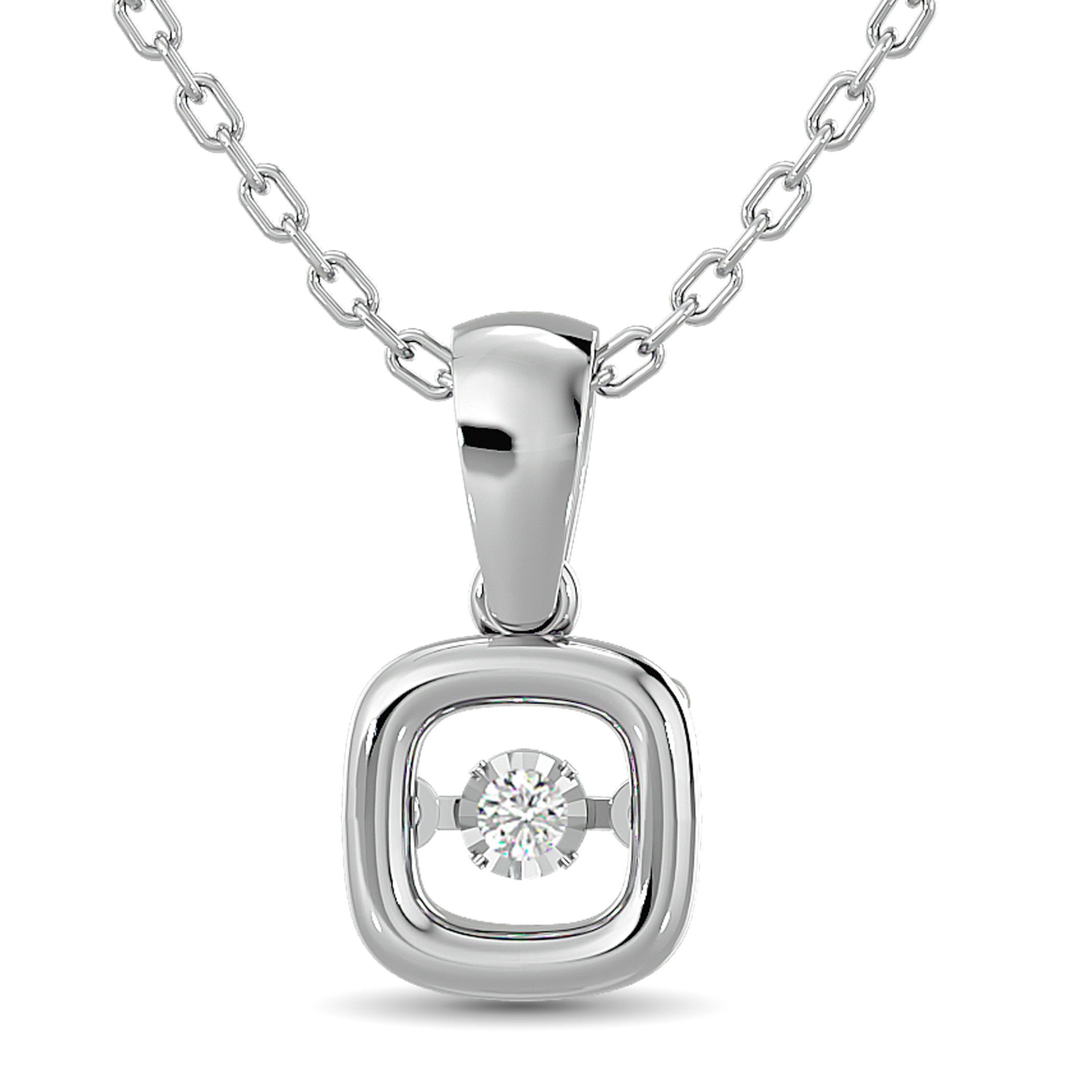 Diamond Shimmering Pendant 1/50 Ct Tw Round-Cut In Sterling Silver