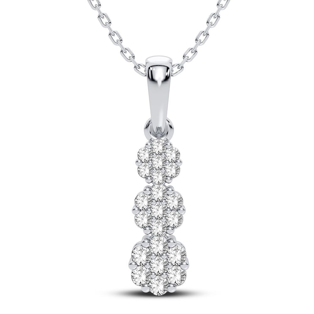 10K White Gold Dazzling 0.22Ct Diamond Pendant