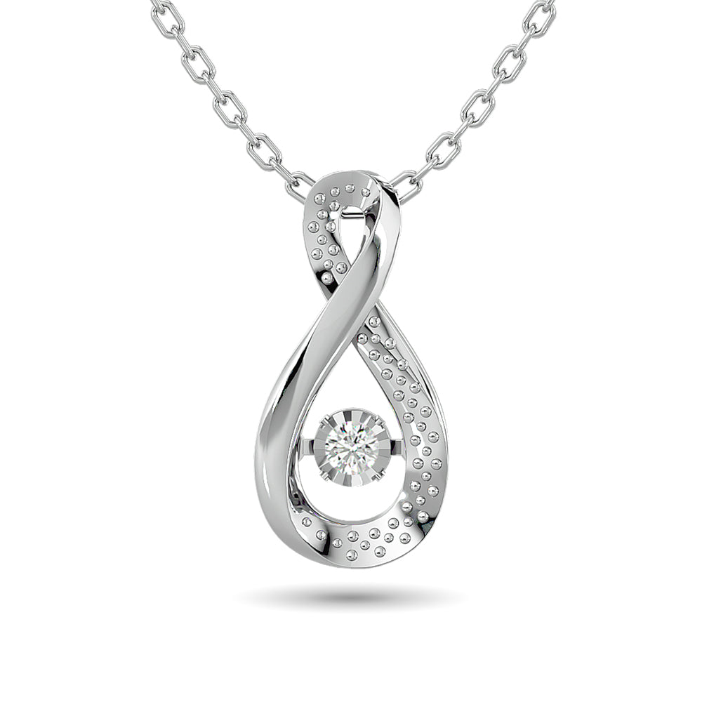 Diamond Shimmering Pendant 1/50 ct tw Round-cut in Sterling Silver