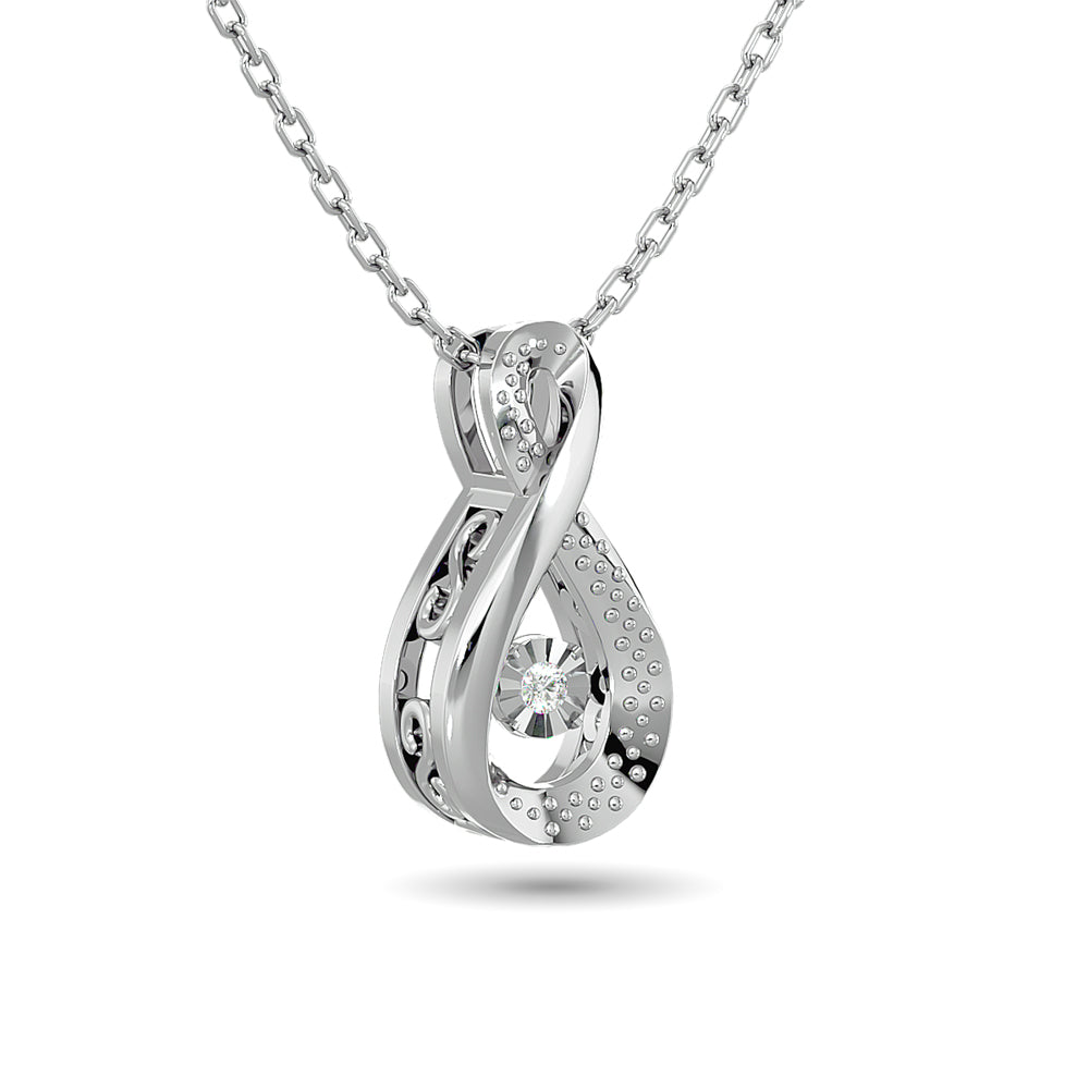 Diamond Shimmering Pendant 1/50 Ct Tw Round-Cut In Sterling Silver