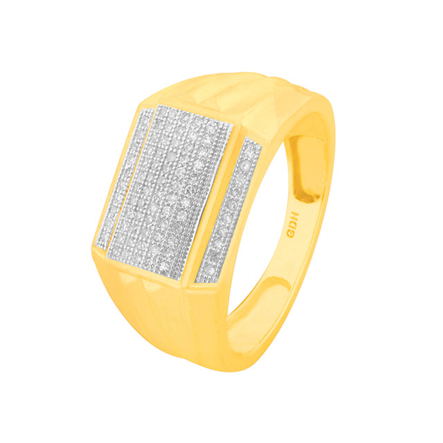 10K Yellow Yellow Gold Mens Ring With 0.25 Ct Round Micro Pave Diamonds