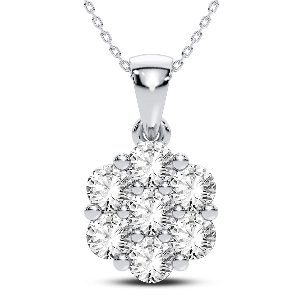 14K White Gold Elegant 0.75Ct Diamond Pendant (Chains Sold Separately)