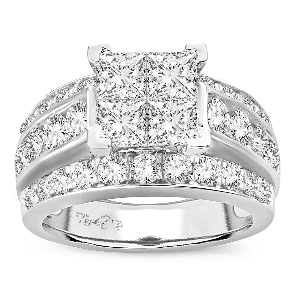14K White Gold Gorgeous 3.50Ct Pr/Ct Diamond Ring.