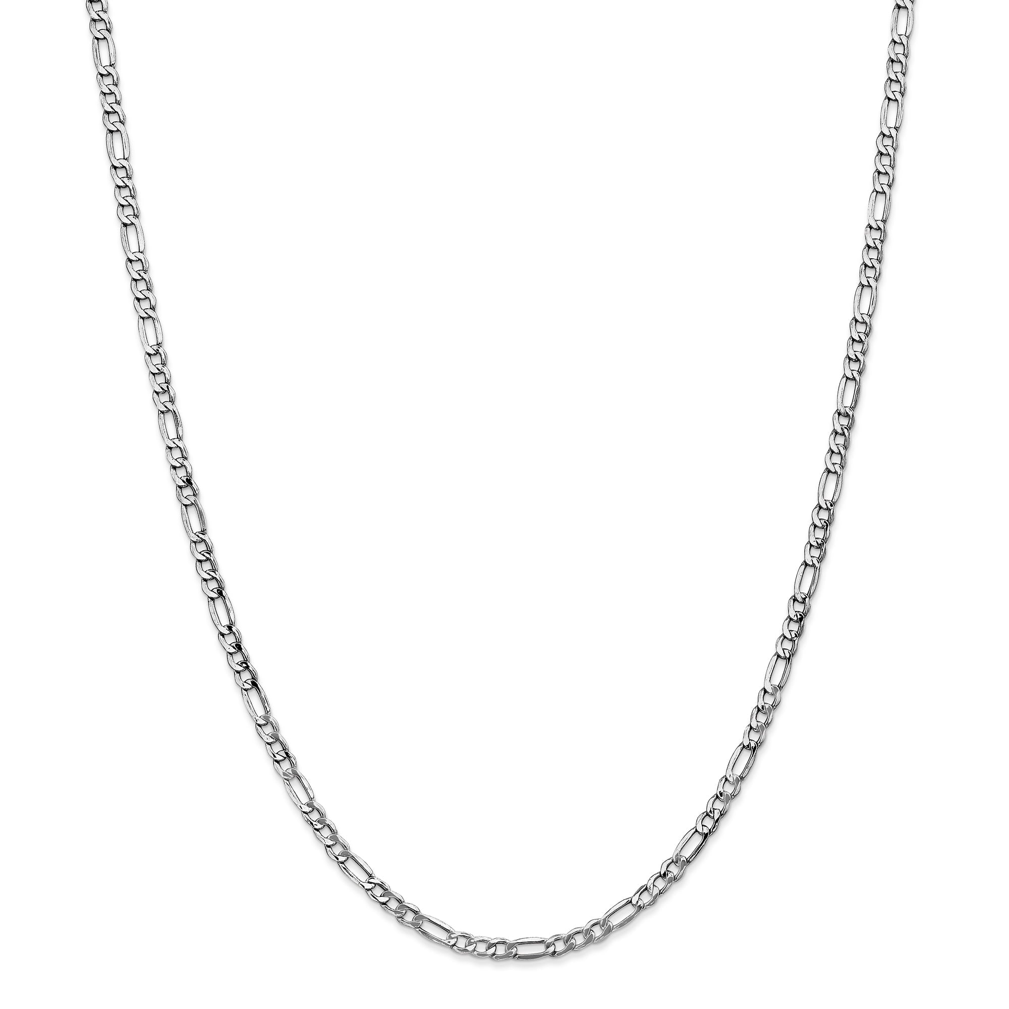 14K White Gold 16 Inch 3.5Mm Semi-Solid Figaro With Lobster Clasp Chain