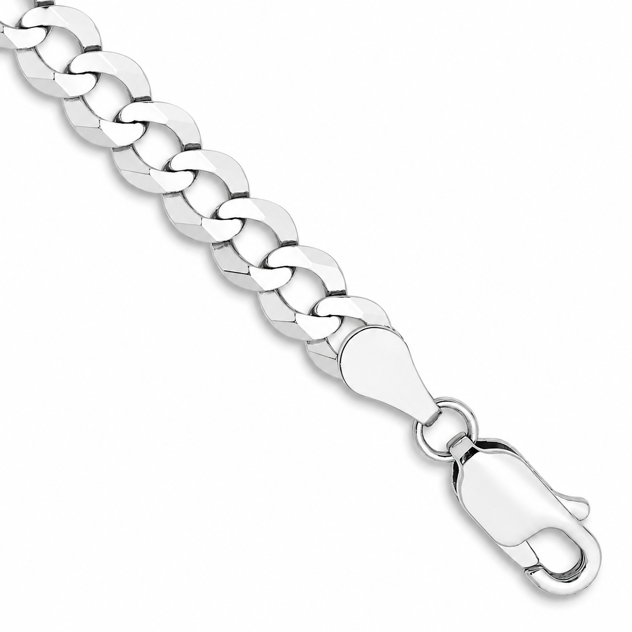 925 Sterling Silver Solid White 3.5MM Cuban Link Bracelet