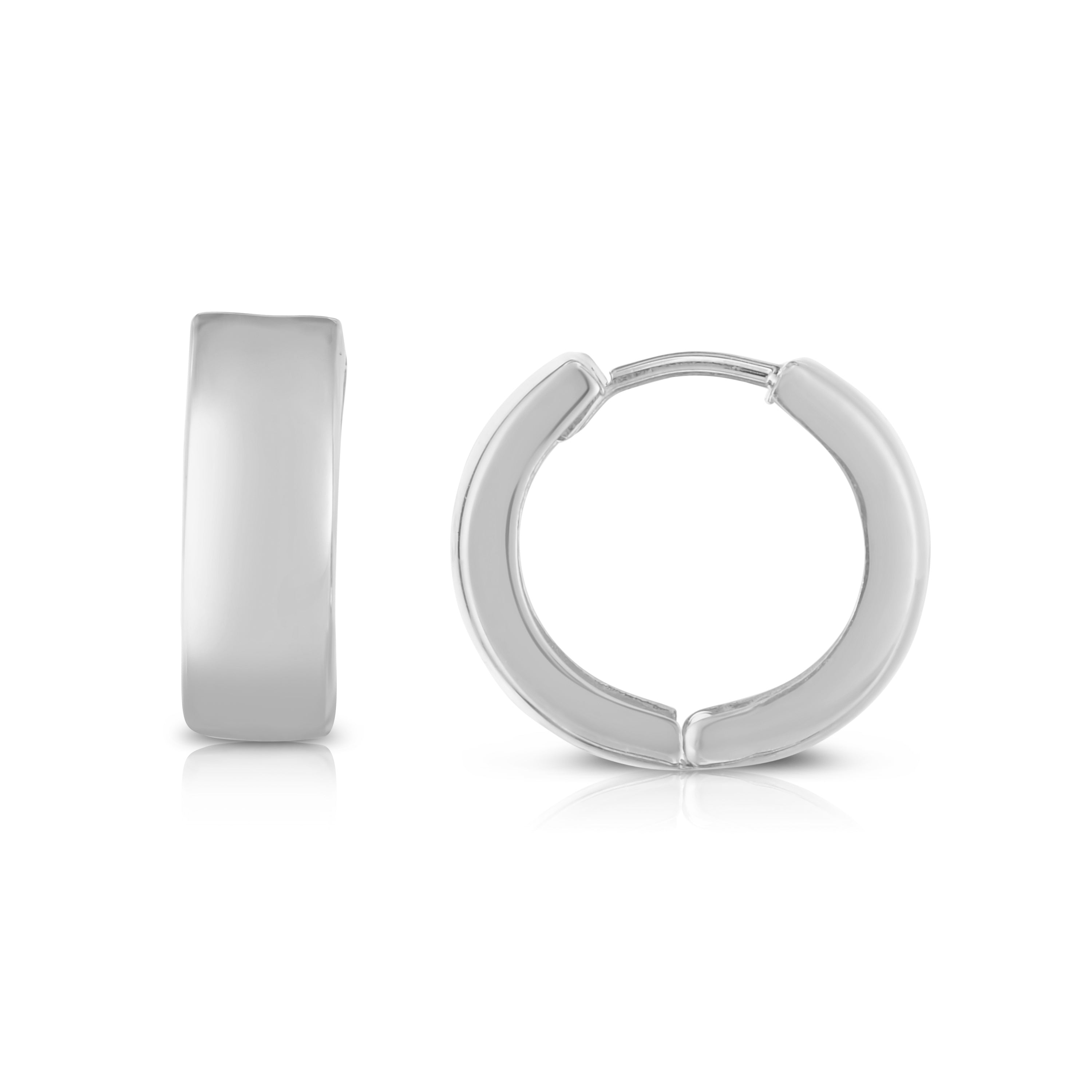 10K White Gold Polished Huggie Earring
