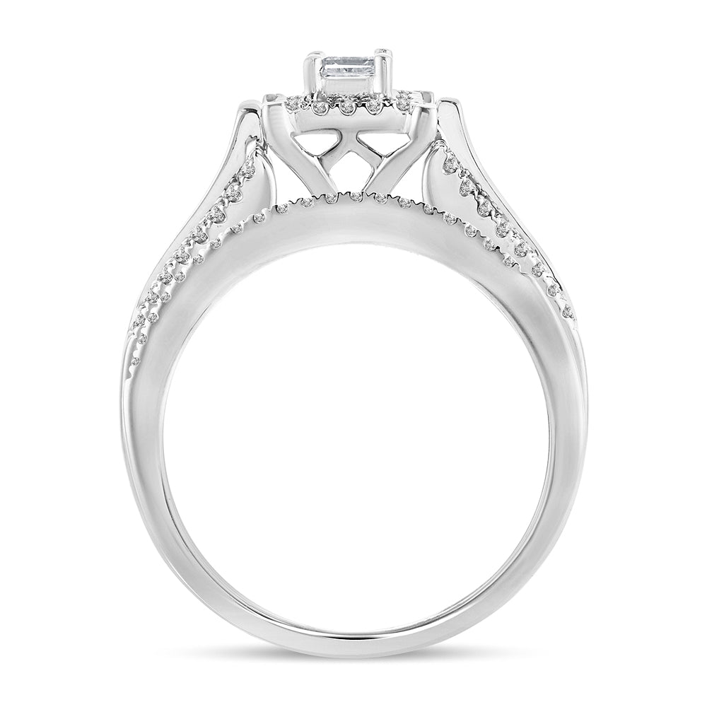 14K White Gold Magnifcnet 0.52 Princess Cut Bridal