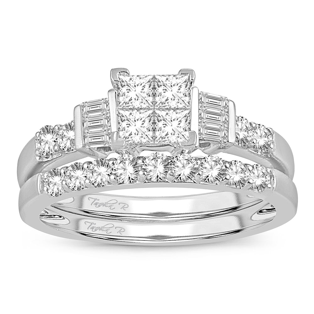 14K White Gold Elegant 1.00Ct Princess Cut Diamond Bridal Ring