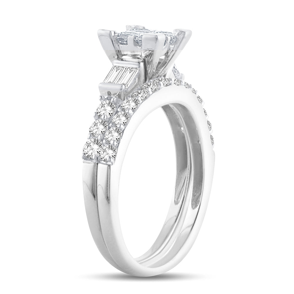 14K White Gold Magnifcnet 1.50Ct Diamond Bridal Ring