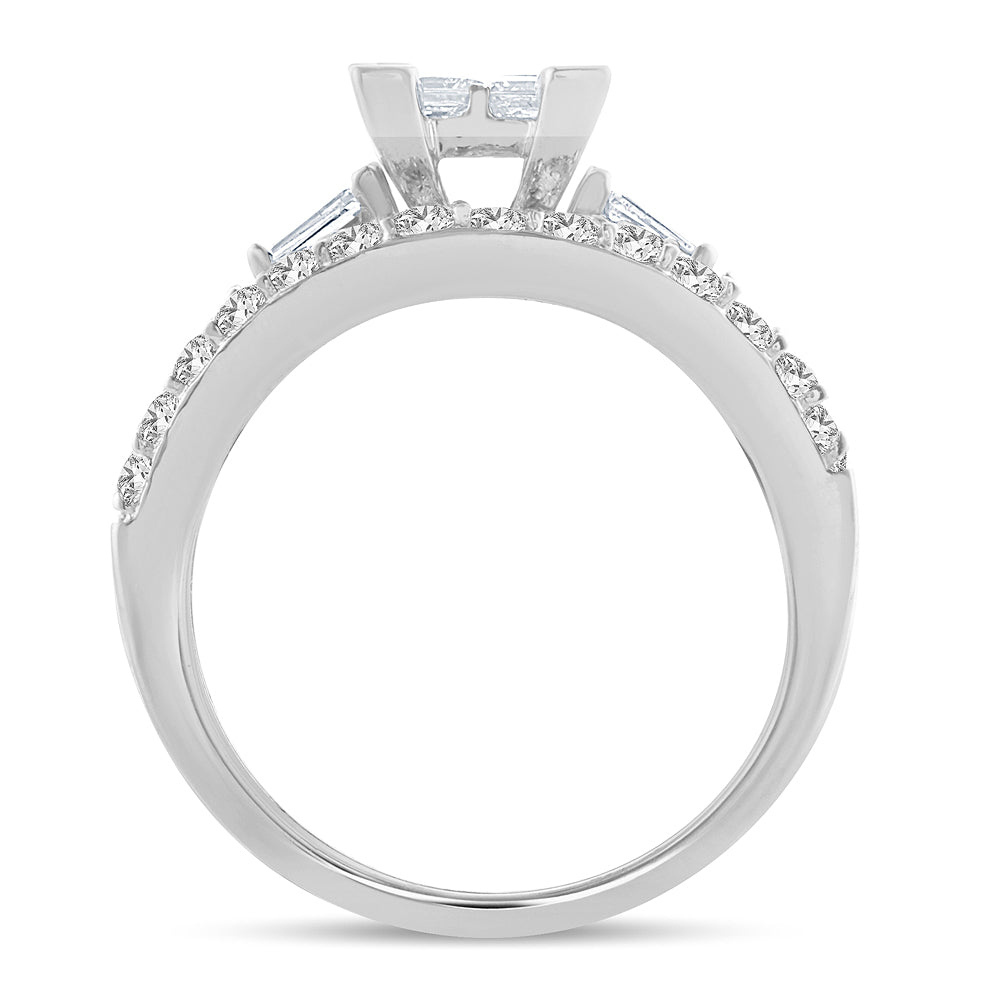 14K White Gold Magnifcnet 1.50Ct Diamond Bridal Ring