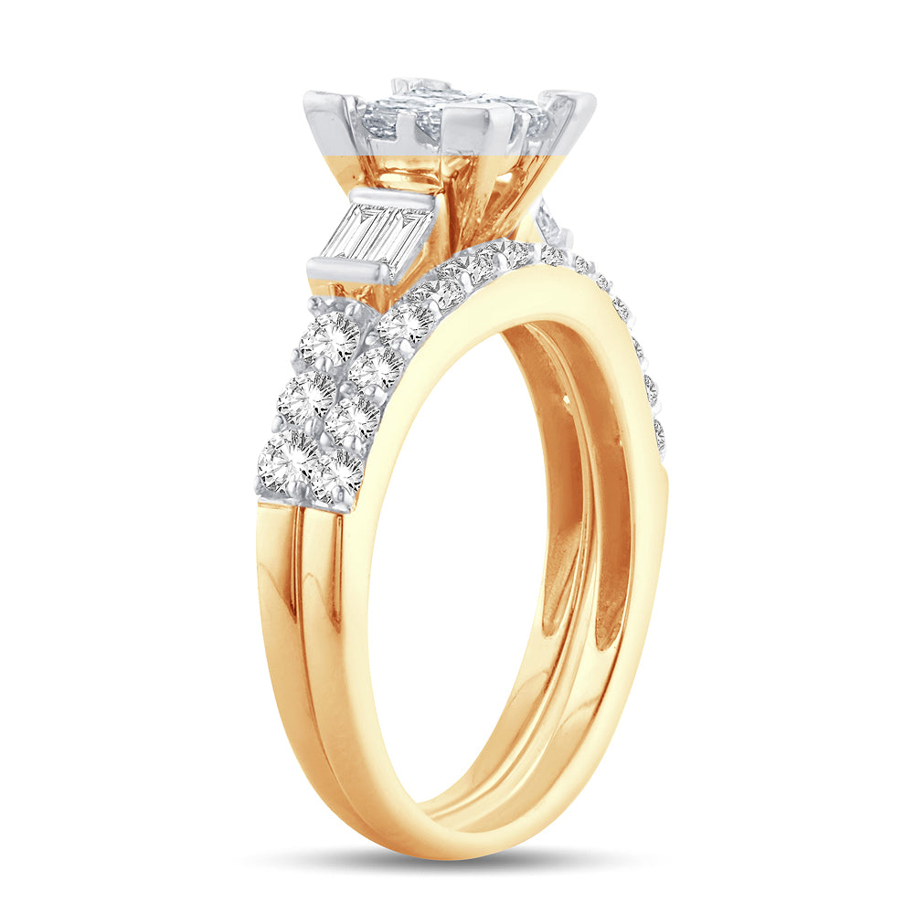 14K Yellow Gold Dazzling 1.50Ct Diamond Bridal Ring