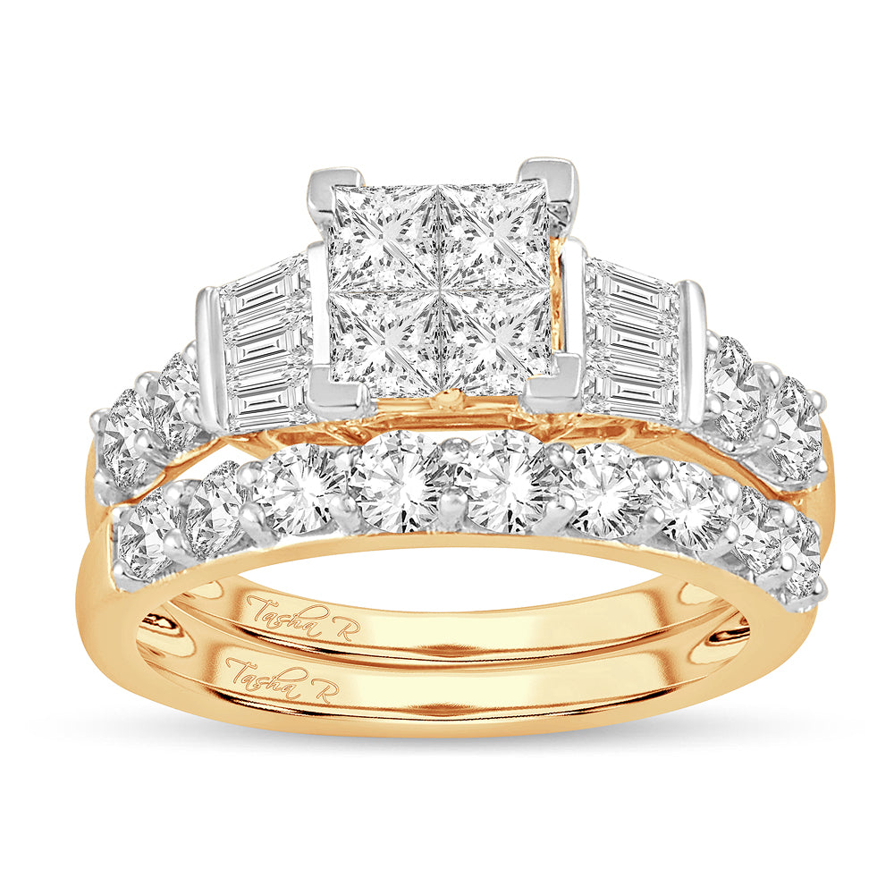 14K Yellow Gold Beautiful 4.00Ct Diamond Bridal Ring